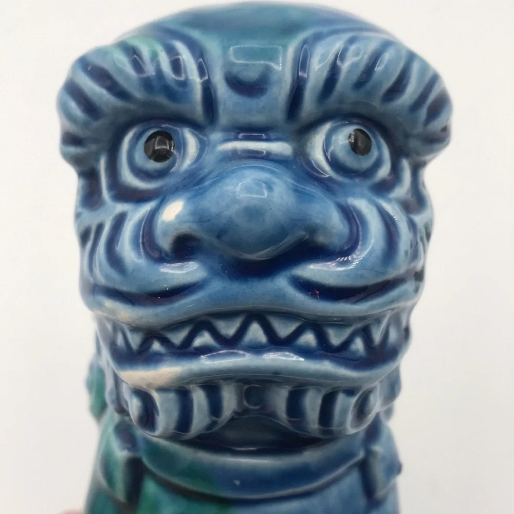 VTG Mid 20th Century Foo Dog Turquoise Glazed Porcelain Made in Japan - Picture 3 of 13